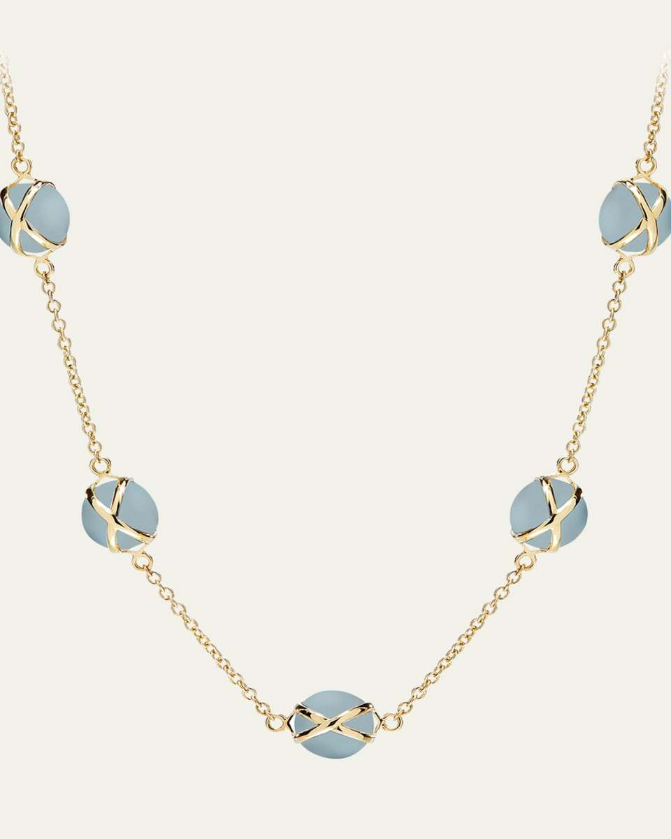 18k Gold Prisma Aquamarine Chain Necklace